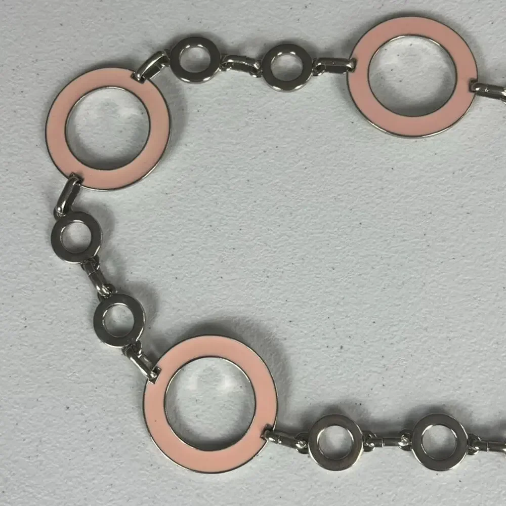Boutique Belt Pink Silver Open Circles Round Women’s 43